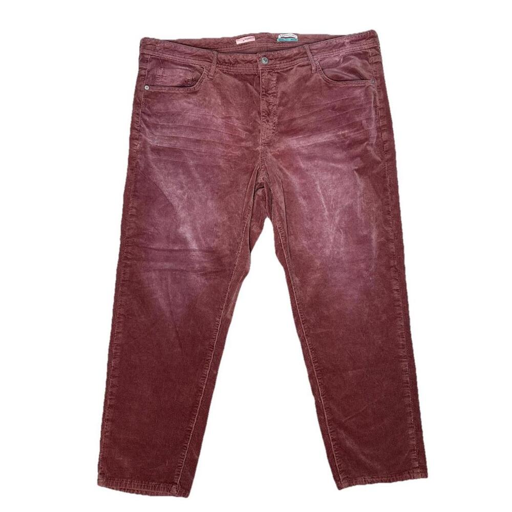 Anthropologie Pilcro Slim Boyfriend Crop 20W Plus Corduroy Jeans Wine Stretch - Picture 2 of 9